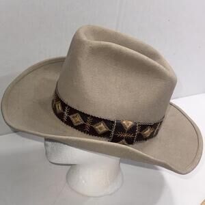 Lynx Wool Felt Classic Outdoor Western Aztec Boho Cowboy Hat Medium